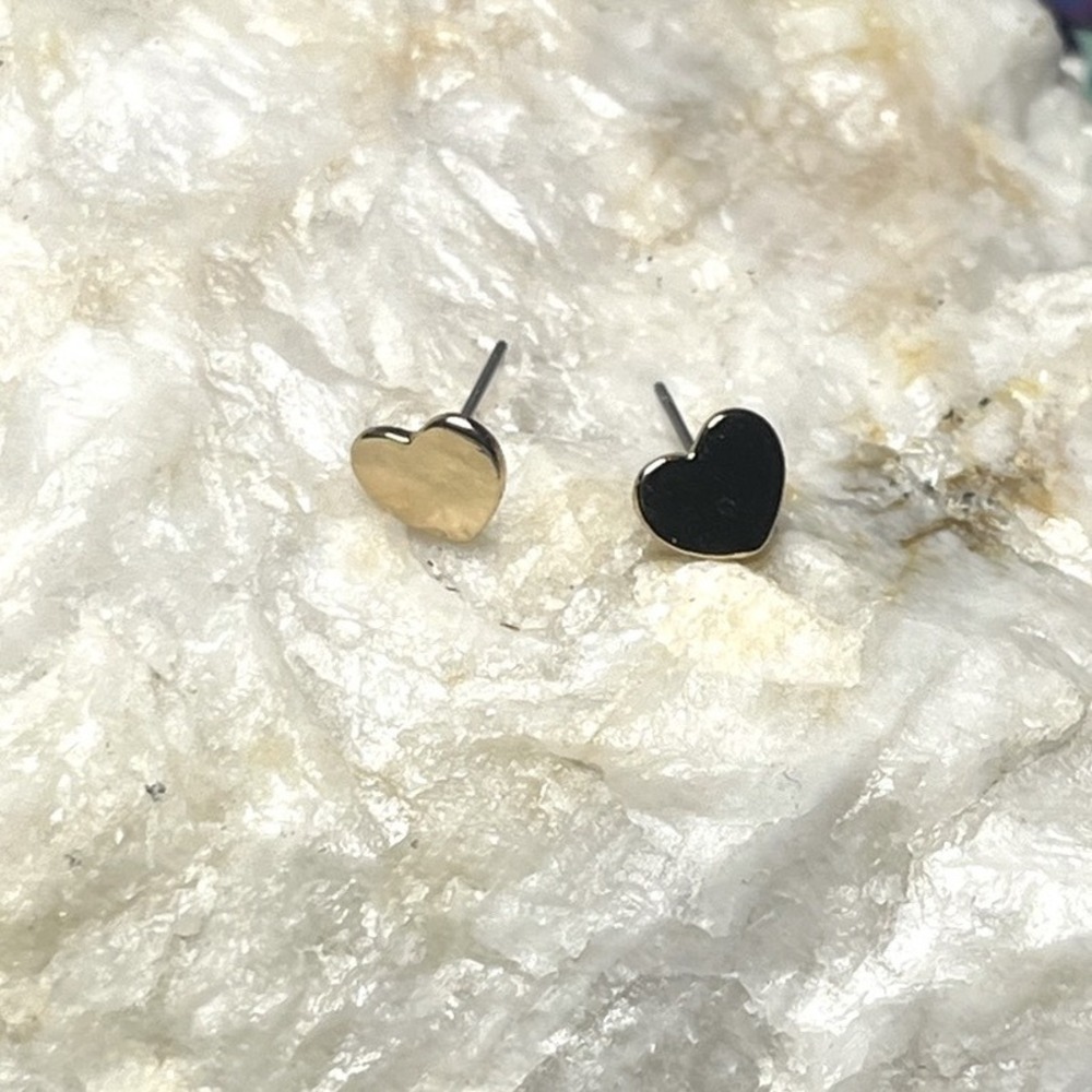 Small Gold Heart Shaped Post Back Earrings-Gift Love Sweet Boho Chic Family -New